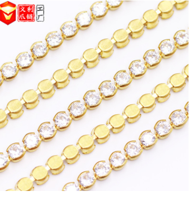New round diamond claw chain 2.5mm copper bottom grab chain dress shoe bag accessories bracelet chain