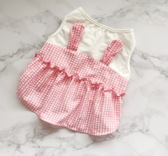 定制宠物衣服法斗T春夏热卖背心红格子产品图