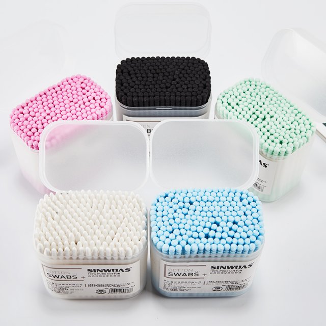 200支磨砂方盒纸棒化妆 清洁棉花棒鑫汇盒装棉签环保时尚一次性专用卫生棉签细节图