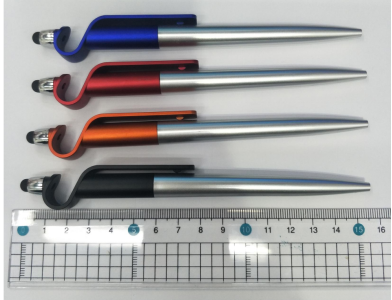 喷银杆旋转式转动手机支架触屏平板多功能圆珠笔细节图