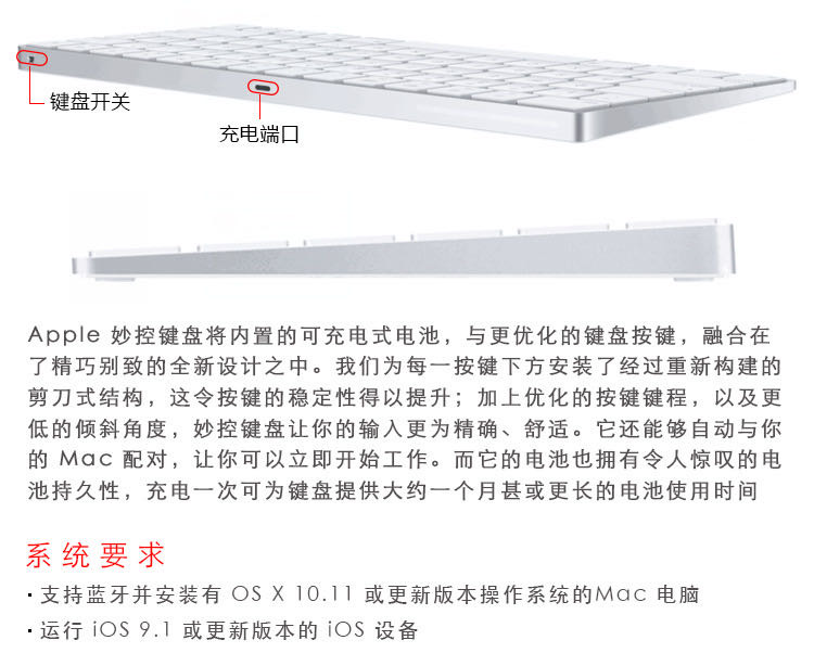 苹果G6蓝牙键盘标准版美版台湾繁文版日文韩文A1314无线键盘包邮细节图