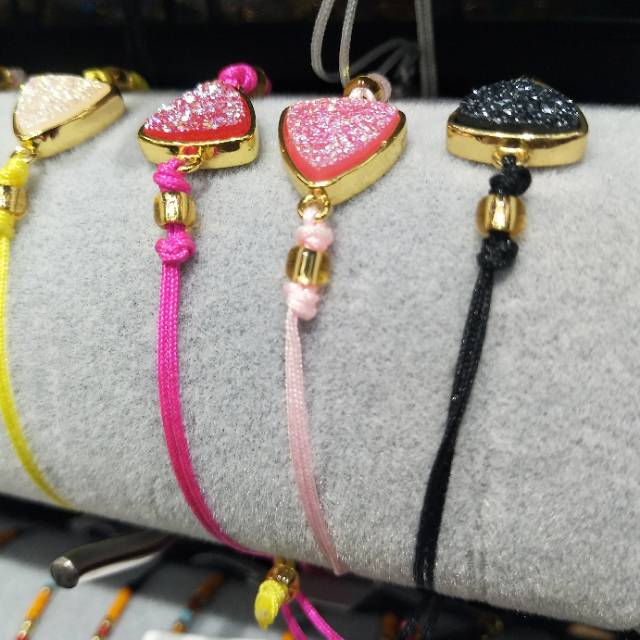 欧美热销多彩天然石镀铜女士手链饰品细节图