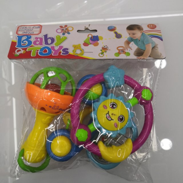 塑料新生婴儿玩具初生益智早教训练宝宝抓握三四个月手抓太阳花婴儿摇铃益智玩具套装图
