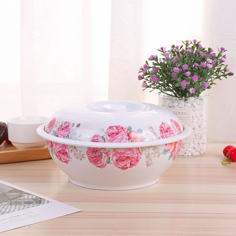 密胺餐具饭店快餐厅防摔10寸盖碗 混花色