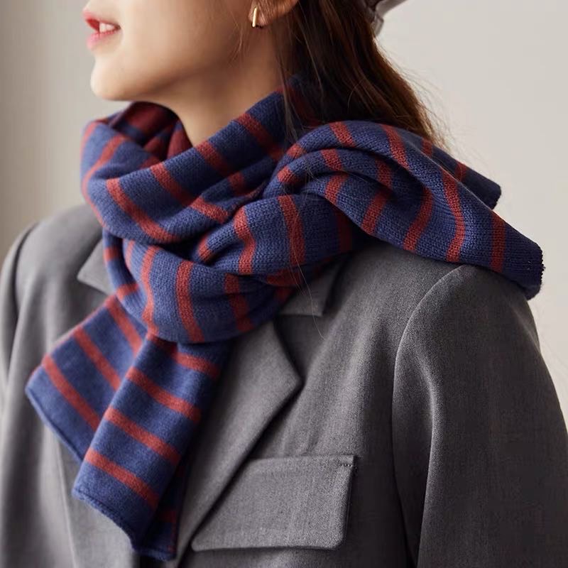 Multi-Colored Scarf Available Ladylike Elegant Striped Scarf details Picture
