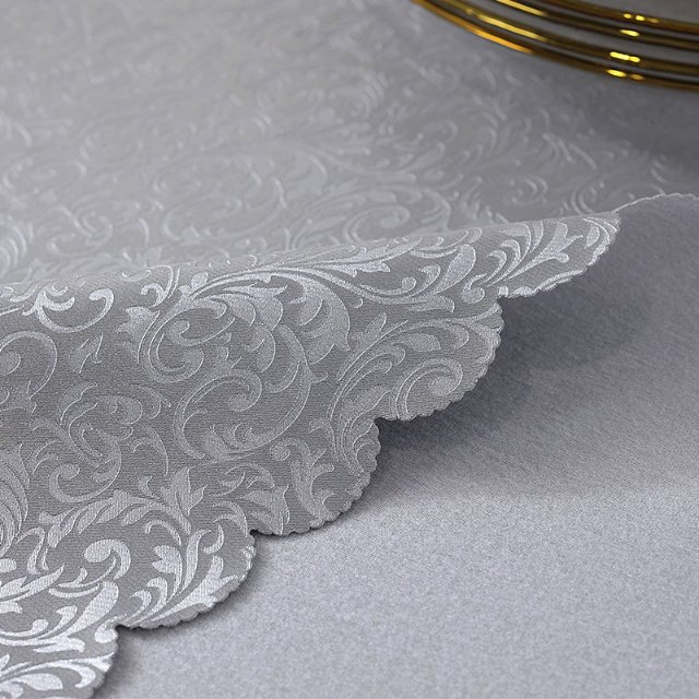 防烫防油防水PU桌布欧式酒店免洗餐桌布饭店圆桌台布一件定制细节图