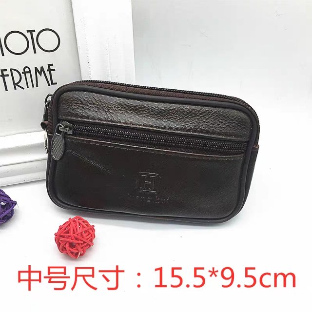 Men's Leather Single Pull Mobile Phone Bag Pocket Purse Purse In The Elderly Wear Belt Hanging Bag Specification drawing