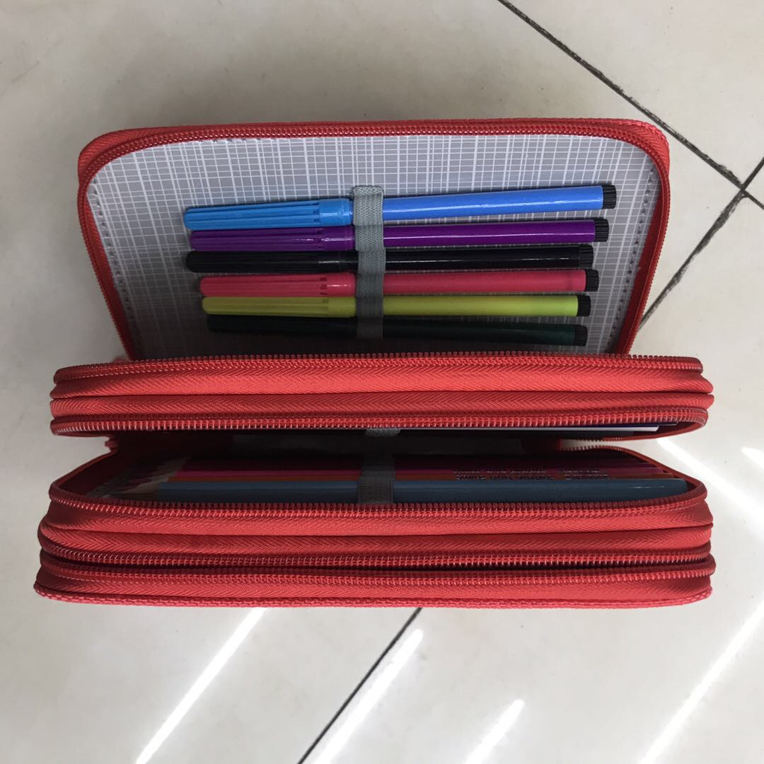 多功能三层大容量创意学生拉链彩铅笔袋文具盒文具袋设计师用笔袋产品图