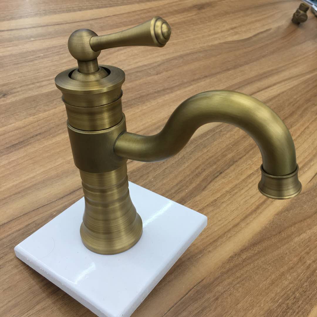 厨房水龙头黄铜洗菜盆洗碗池可旋转水槽冷热龙头家用