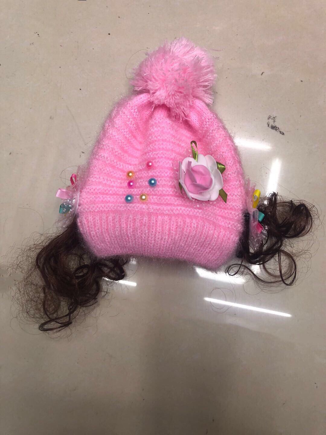 Baby Hat Autumn Winter Spring Baby Wig Hat Girl Knitted Hat Princess Hat
