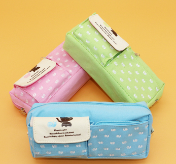 Korea big capacity lovely pen bag female contracted canvas writing case small pure and fresh pencil case thumbnail
