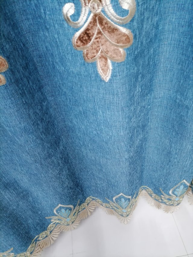 Chenille embroidered fabric, high blackout curtain fabric, simple style living room custom heat insulation and sunshade rental bedroom Specification image