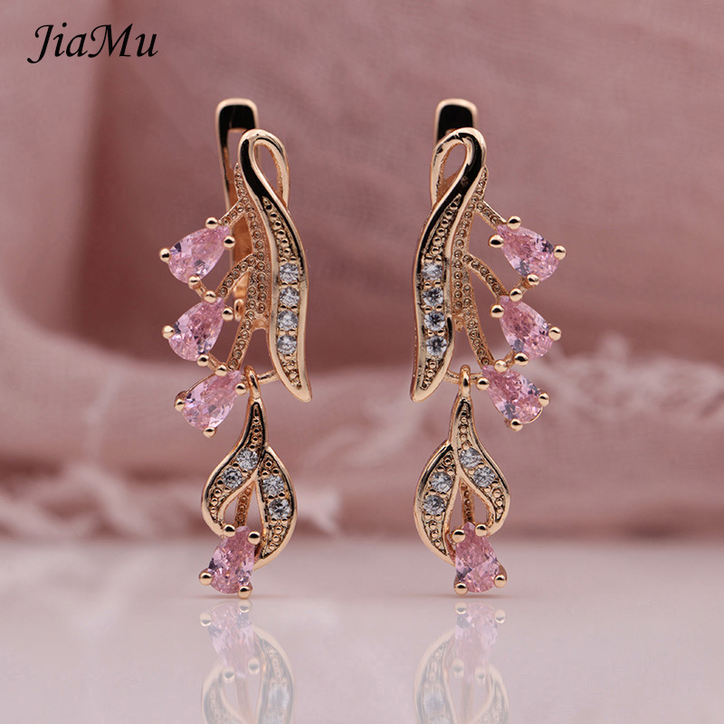 Hot-selling rose gold multi-color water drop natural zircon women's long pendant jewelry on Amazon AliExpress wish details Picture