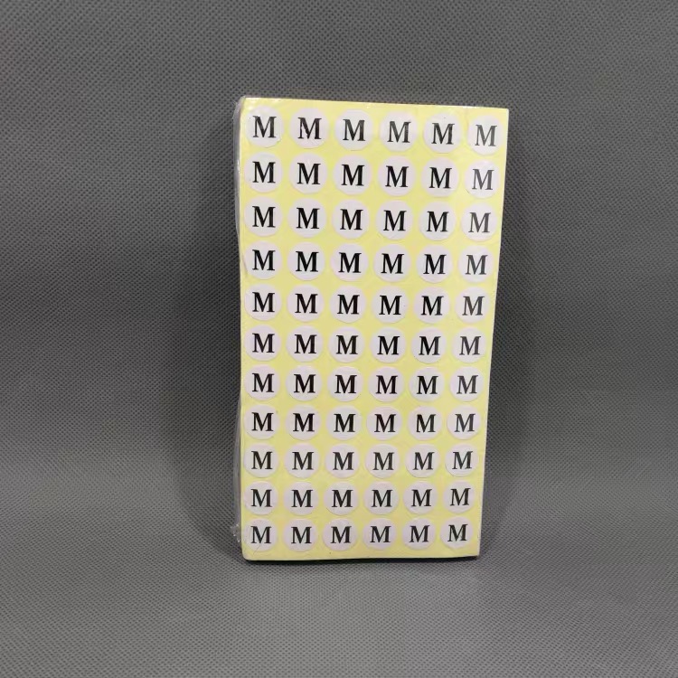 白色黑字圆形不干胶尺码贴服装尺寸贴标签数字贴标