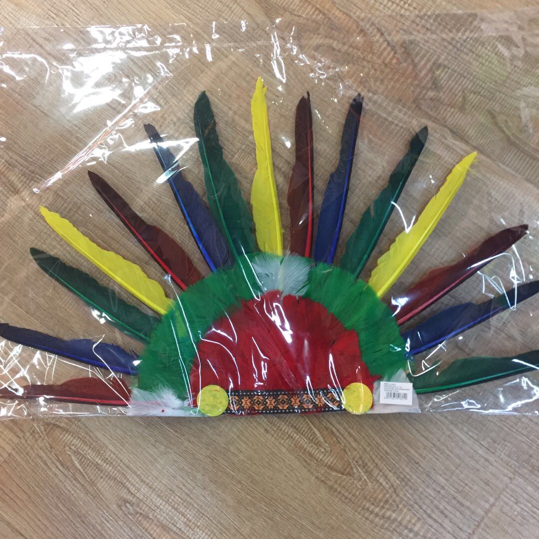 Wildling Cos Christmas Feather Headdress Indian Feather Headdress Wig Set Feather Indian Chief Hat