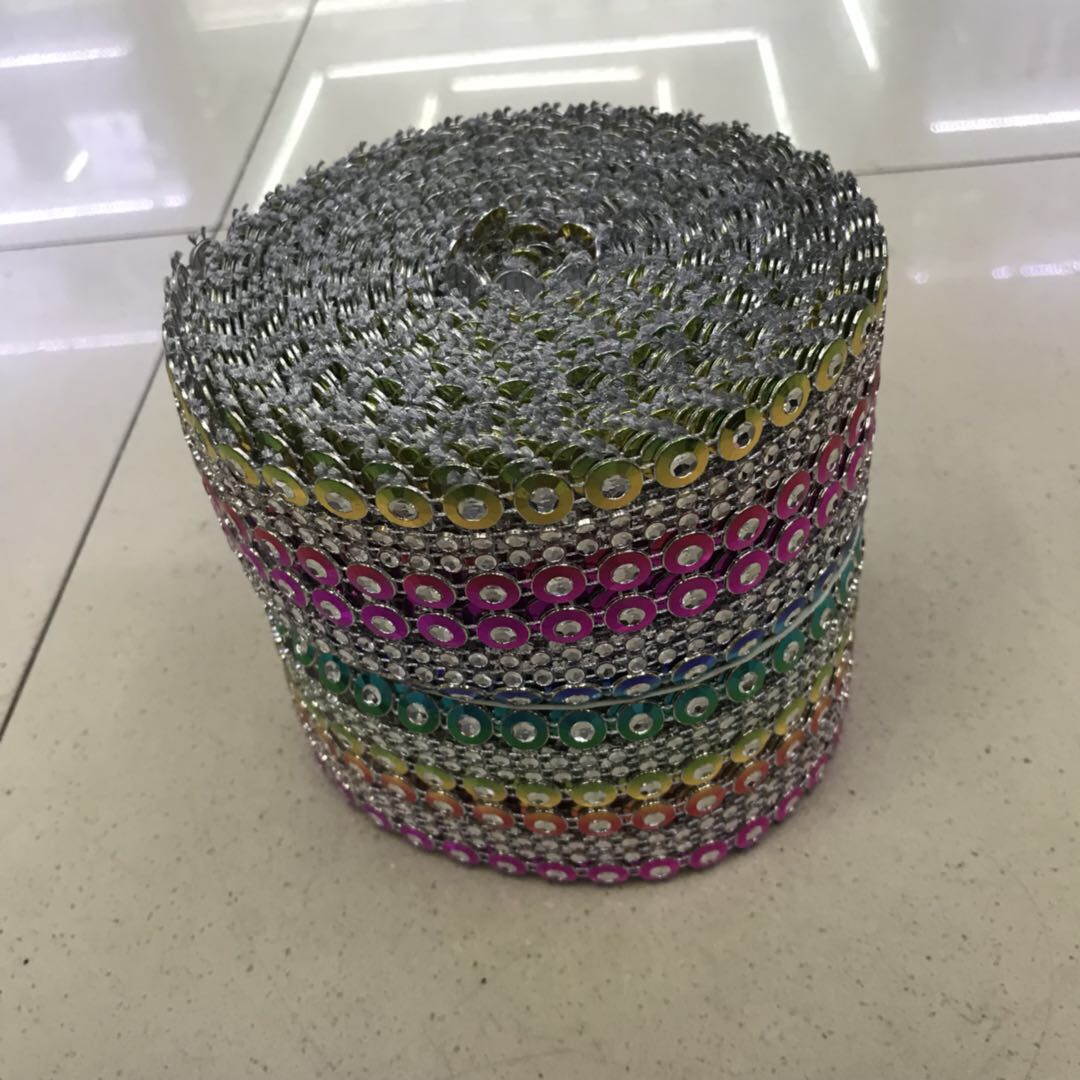 It is made of colored sequins and silver rhinestones as clothing accessories Specification image