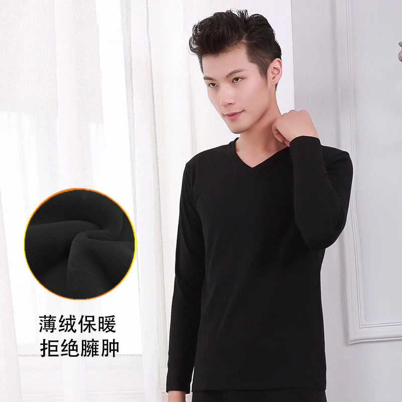 Warm Underwear Men's Suit Autumn And Winter Thick And Fleece Young Men Long Johns Men's Base Shirt details Picture