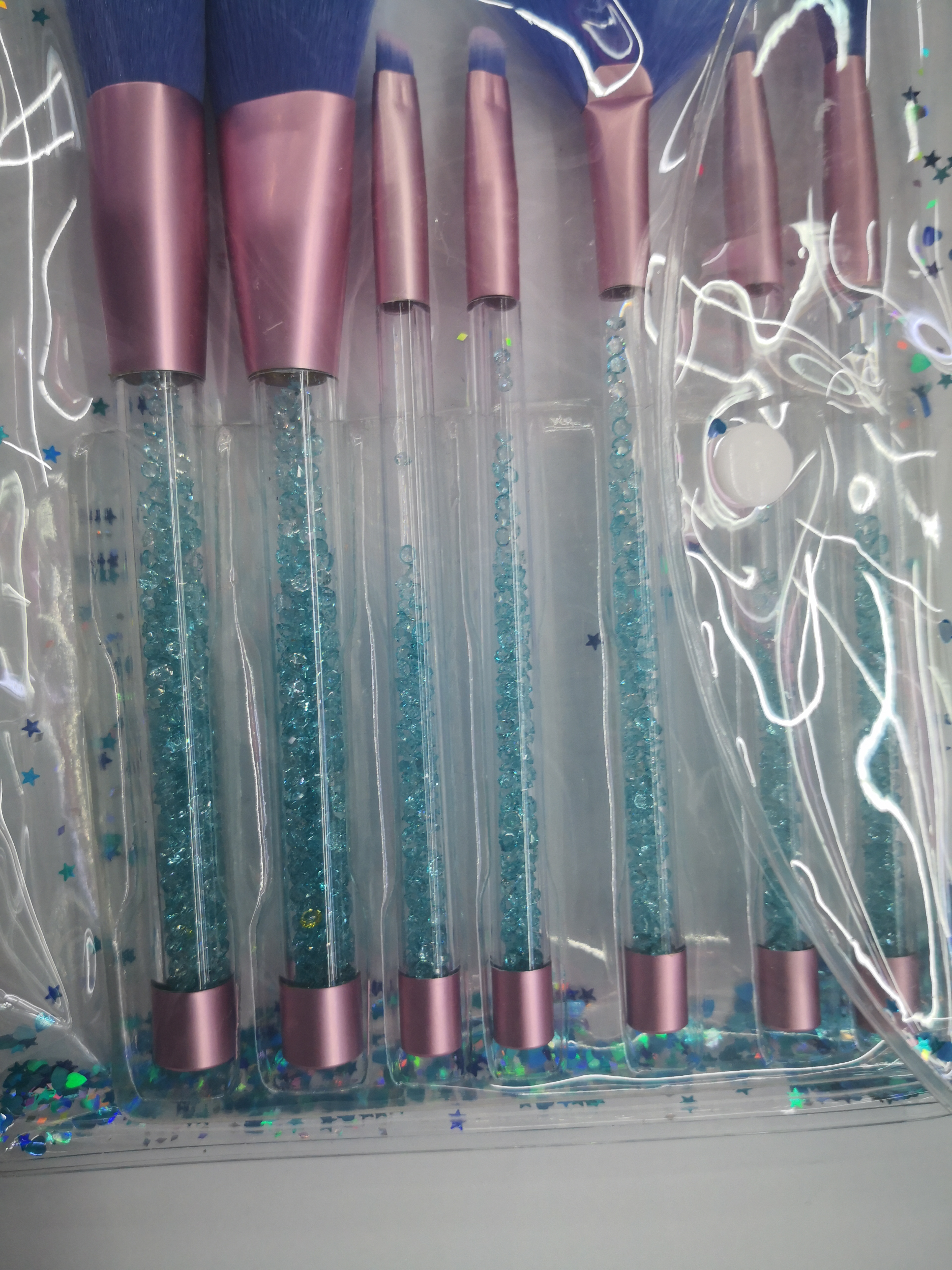 Blue artificial fiber soft beauty brush eyeshadow brush set Specification image
