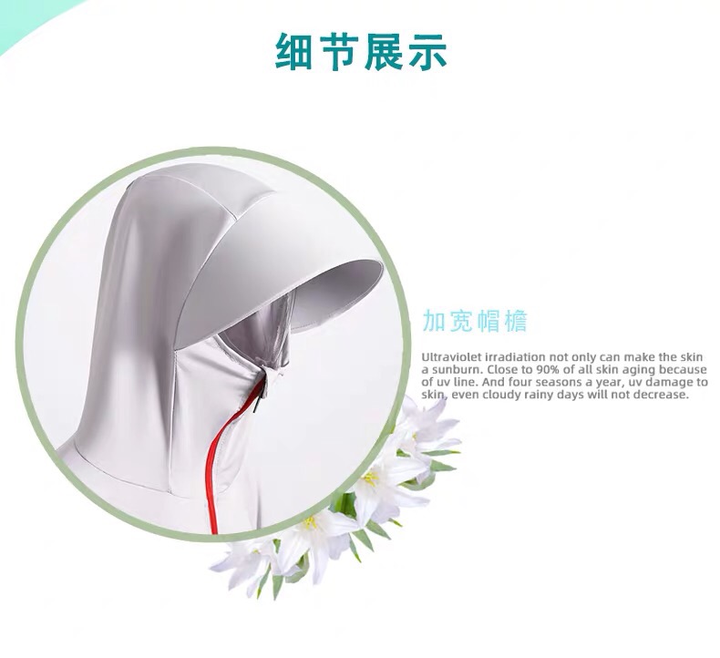 Sunblock Clothes Female Summer 2020 New Sunblock Clothes Long Sleeve Anti-Ultraviolet Breathable Sunblock Fir Ice Silk Sun-Protective Clothing Coat Specification drawing