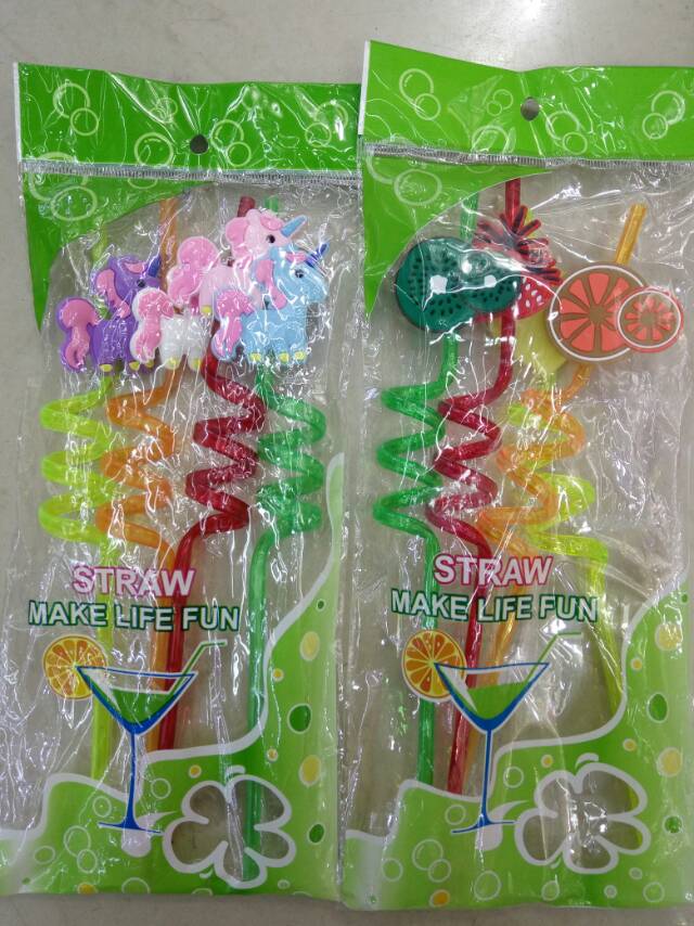 多色卡通小动物造型吸管
