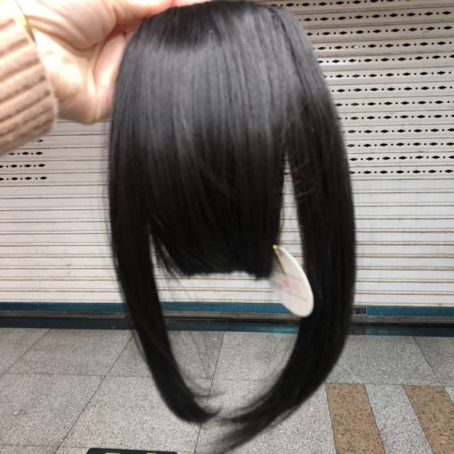 新时尚刘海批发 鬓角加长齐刘海 哑光高温丝假刘海 假发刘海图