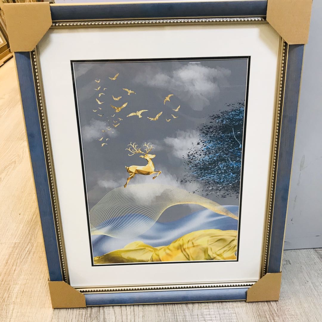 北欧风客厅装饰画沙发背景墙时尚麋鹿挂画壁画现代简约