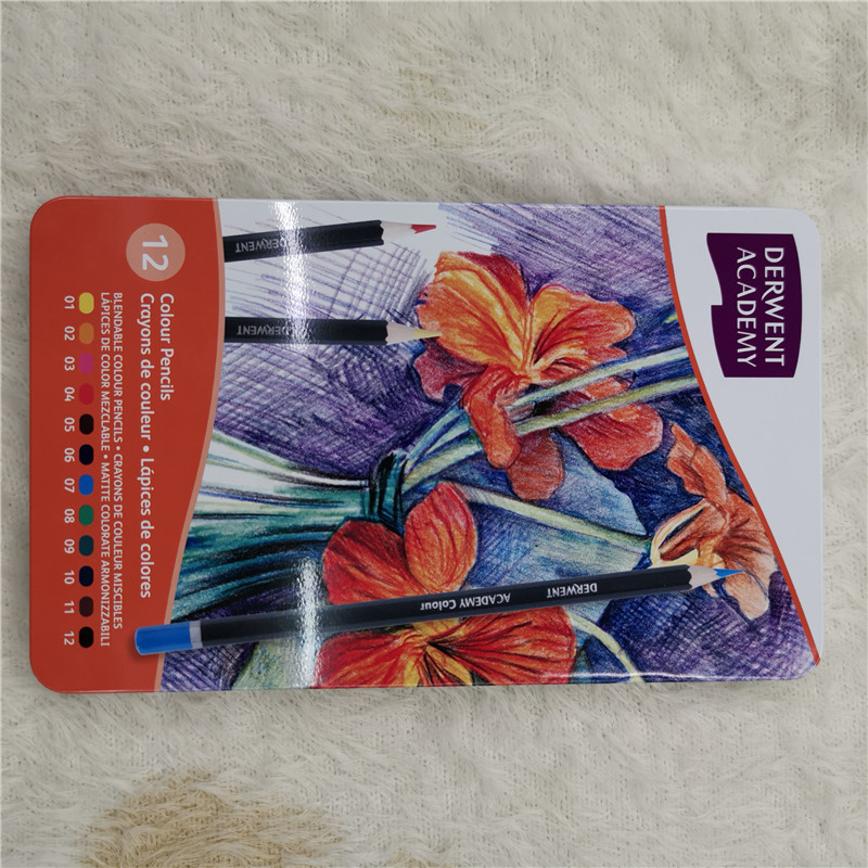 Floral Iron Box 12 Color Water-Soluble Color Lead Roller Curtain Set With Continuous Hex Bar Writing