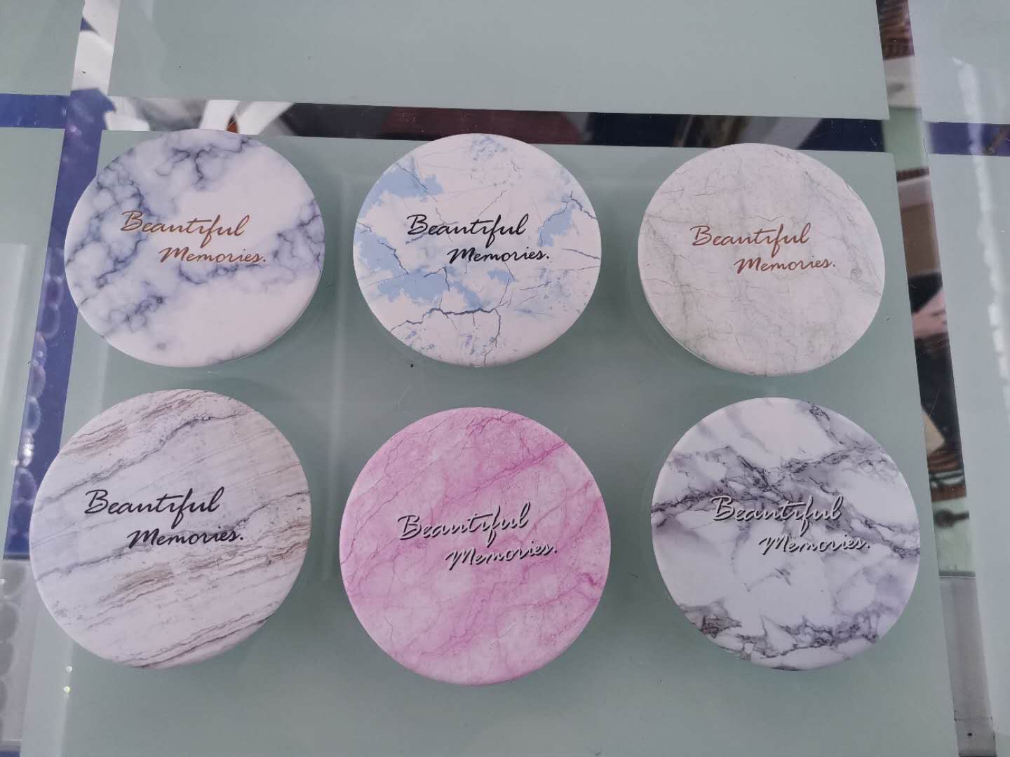 英文创意随身双面小镜子便携可折叠学生化妆镜卡通可爱小圆形镜子图