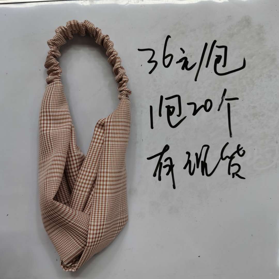 Korean version of the fashion fashion ladies fabric headwear chiffon check headband