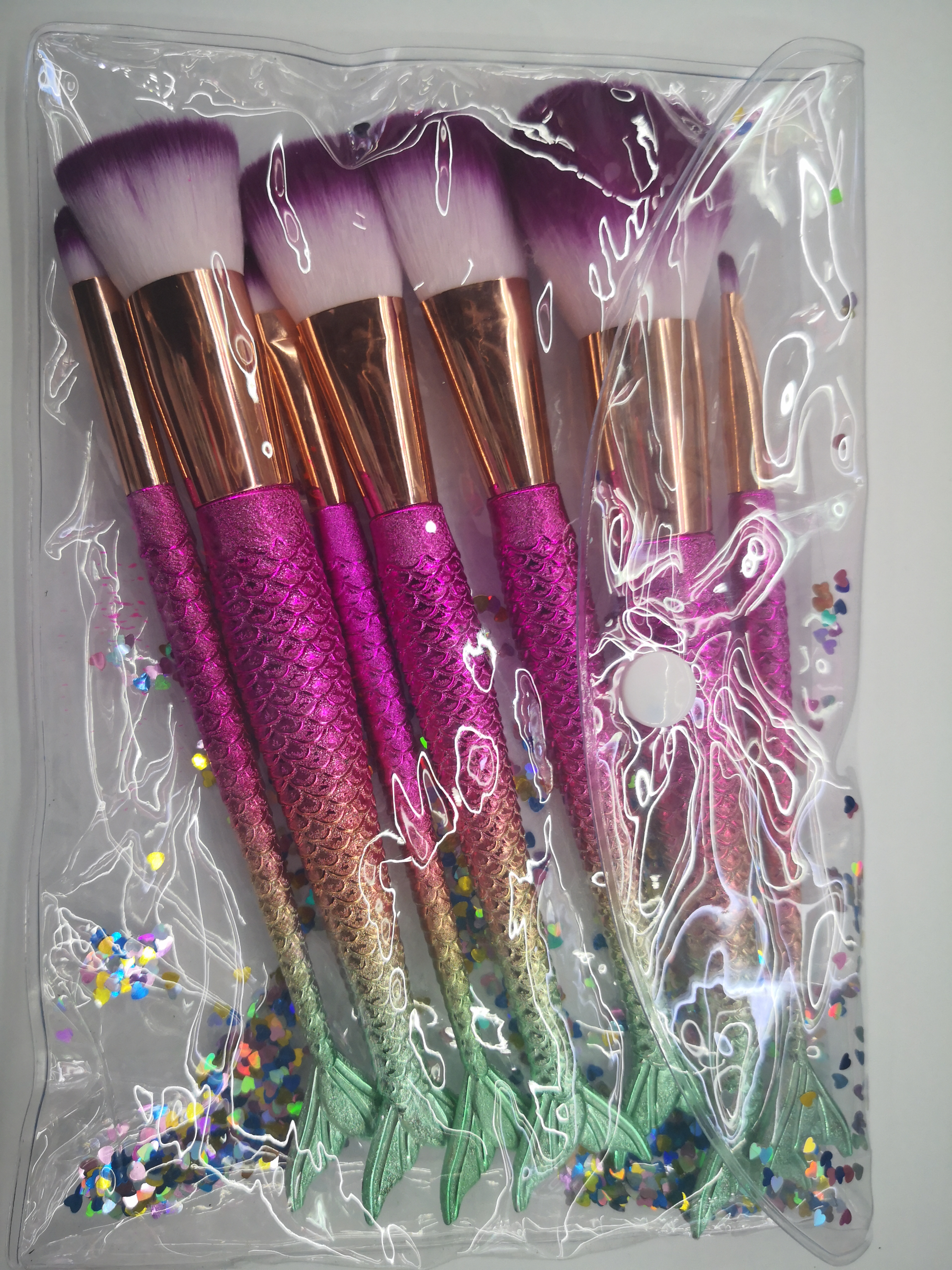 红色人工纤维人鱼笔杆化妆刷眼影刷套装