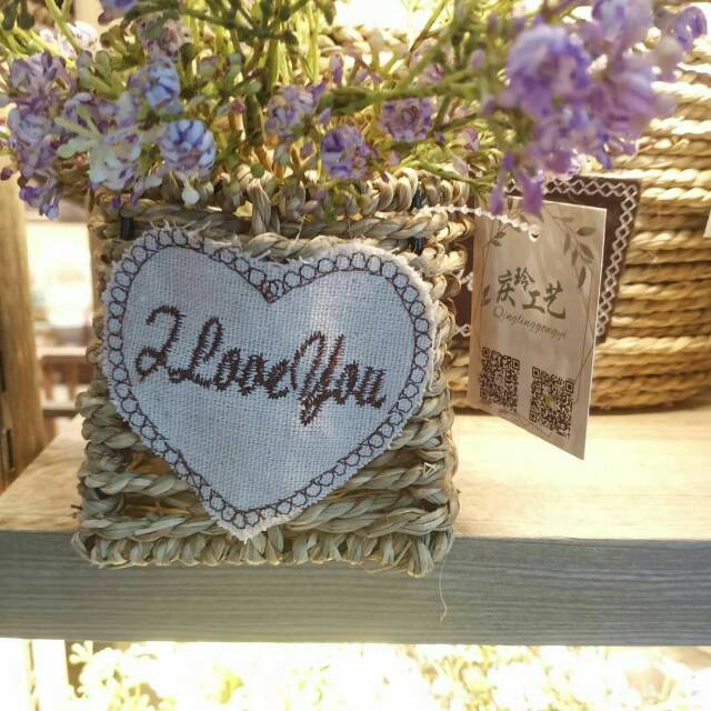 Qingling Craft straw weaving small basket flower POTS home decoration ornaments