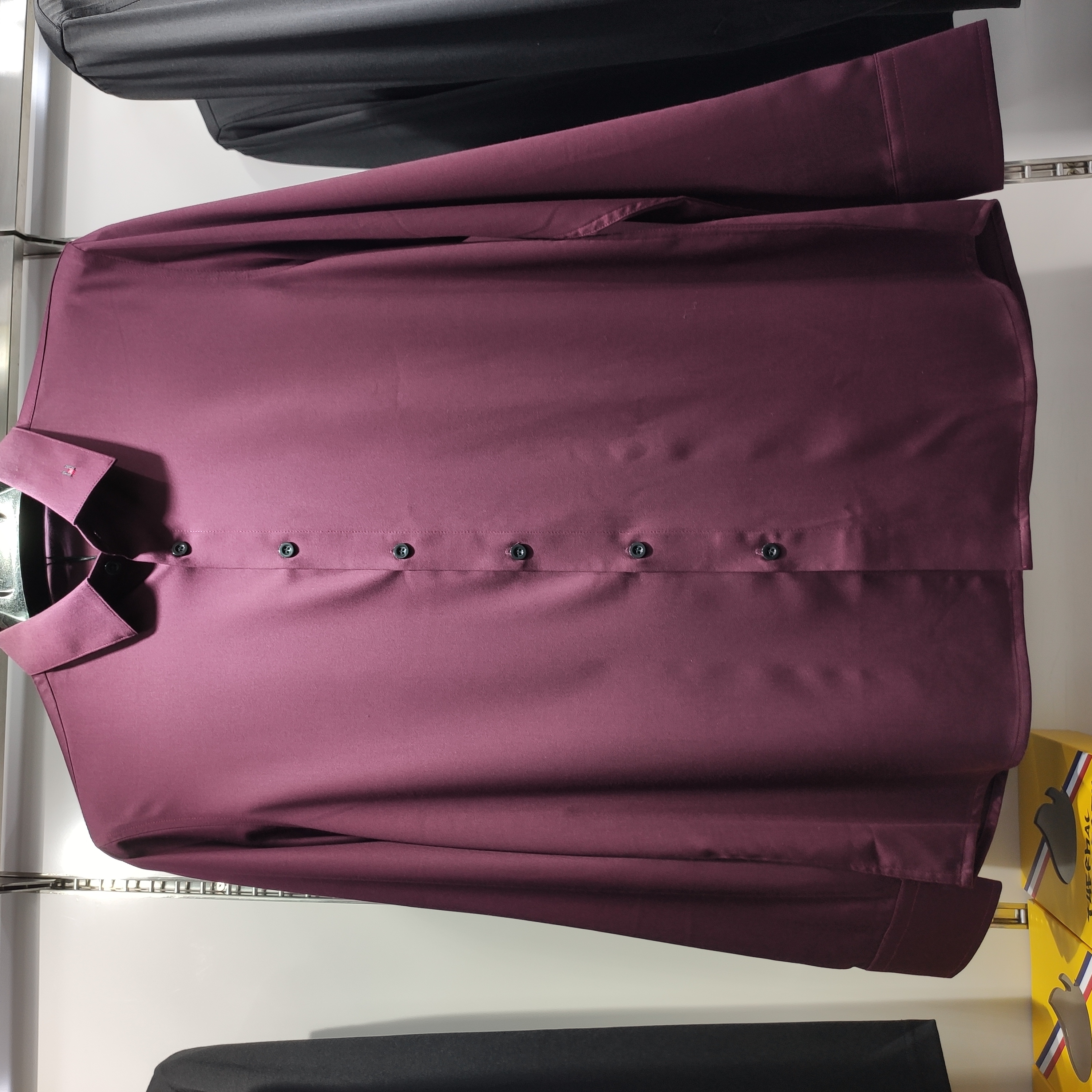 Rose-red cotton loose shirt for men thumbnail