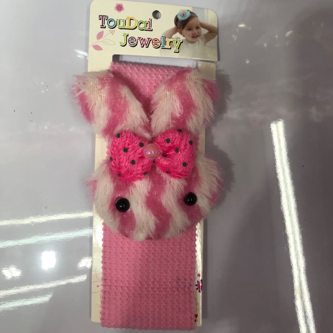 Children's striped rabbit medium-sized hair clips made of polyester fabric
