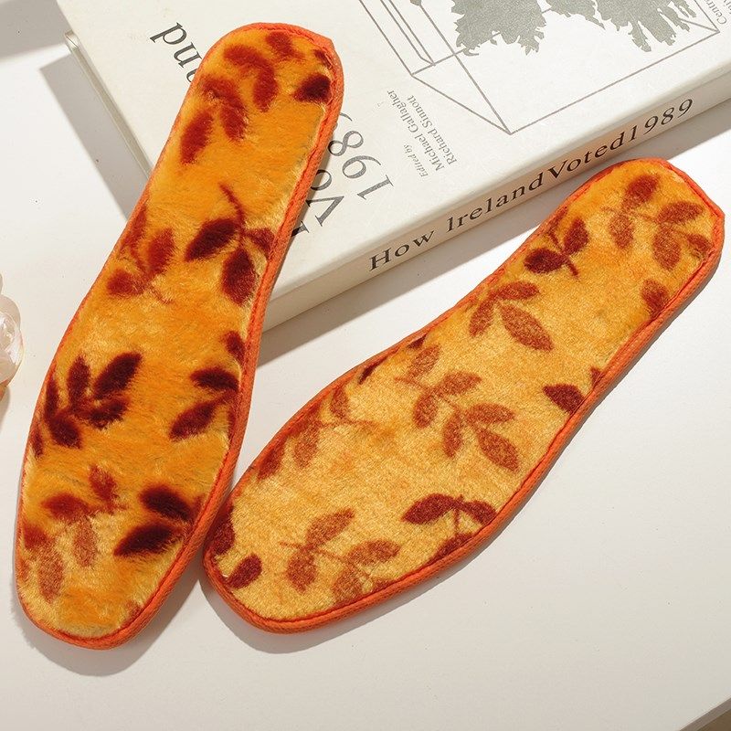 Winter warm leaf insoles with thickened rabbit plush for both men and women to absorb sweat
