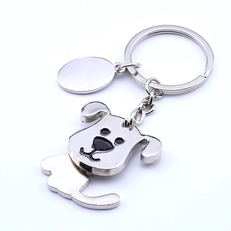 金属小狗钥匙扣 可爱可活动钥匙圈创意狗年礼品定制吊牌刻字礼物