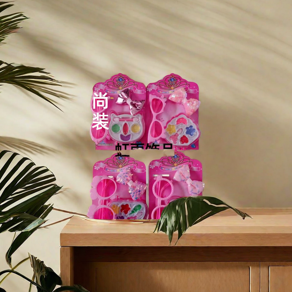 Children's toy set, lip gloss and hairpin integrated, fun glasses design, fashionable accessories, safe and harmless materials, beautiful childhood play Application Scenario