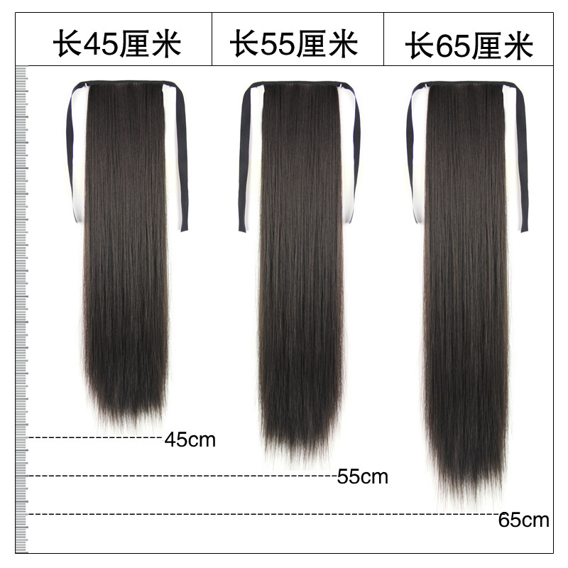 Wig woman long straight hair ponytail strap hair double ponytail light speed delivery 913 Item Picture