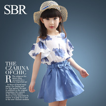 跨境韩版儿童套装女童夏装裙套中大童枫叶两件套外贸童装一件代发