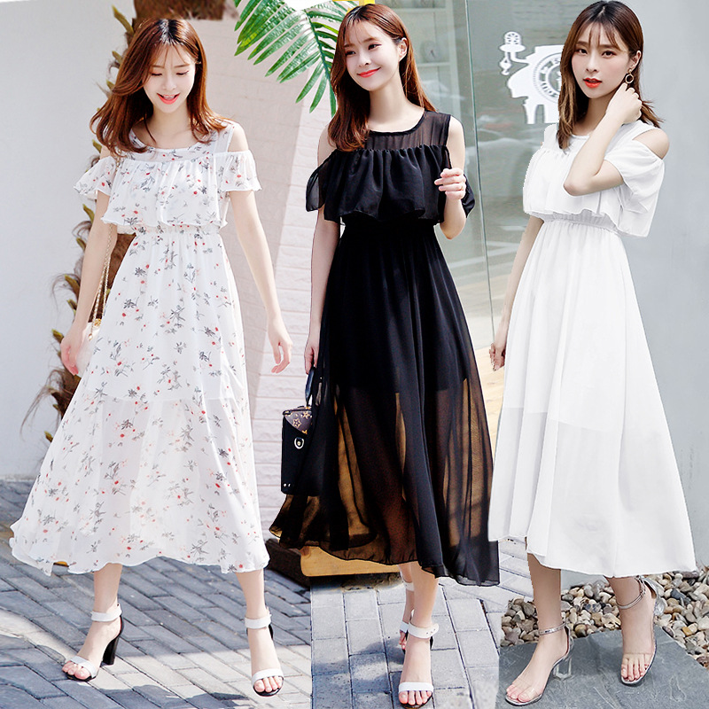 Seaside holiday beach dress 2023 summer new small fresh sweet floral chiffon dress a generation 545