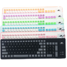 USB接口103键有线工业键盘 笔记本电脑游戏折叠防水防尘硅胶键盘