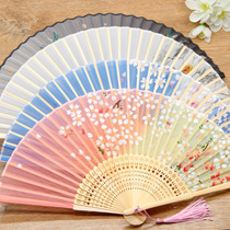 Folding fan Bamboo Antique fan Student Female Chinese wind small fan Folding fan Ancient fan Student gift fan 262