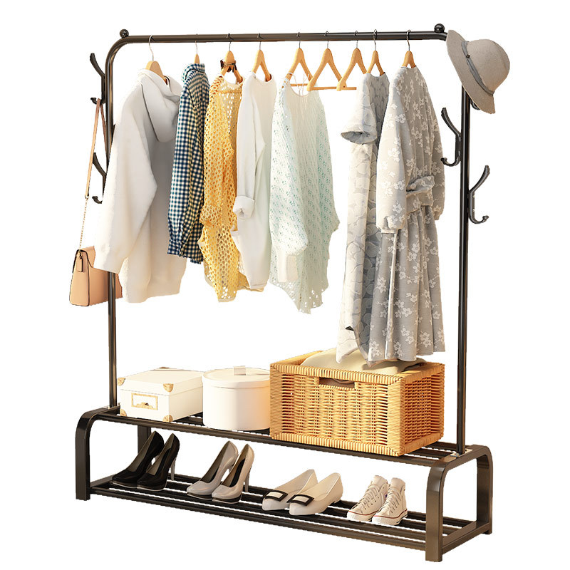 Simple drying clothes rack Hanging clothes rack Home bedroom economy clothes rack floor clothes rack single-pole assembly drying clothes rack Item Picture