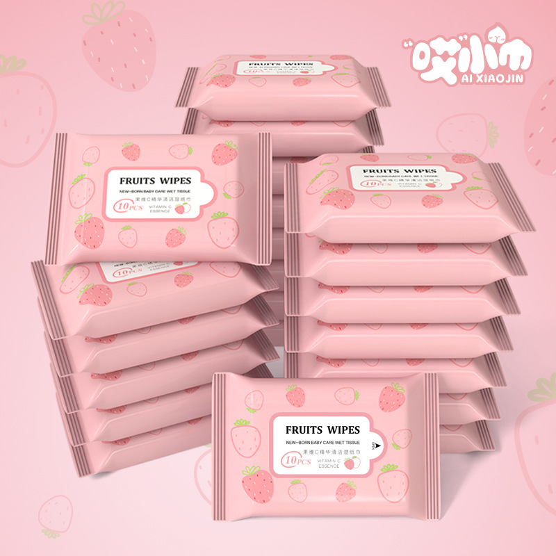10 pieces of wet wipes for infant hand and mouth cleaning portable wet wipes extractable ten disposable wet wipes for mother and child details Picture