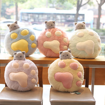 Cute cat paw pillow pillow pillow office cushion foldable air conditioning pillow pillow Coral velvet blanket 501