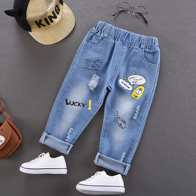 Hot spring and autumn boys denim pants children's clothing manufacturers directly batch children's pants spring and autumn baby jeans tide 527