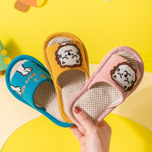 儿童亚麻拖鞋可爱女童男童春季家用室内地板小孩宝宝拖鞋防滑软底