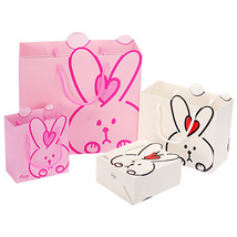 白色大兔子卡通礼盒袋包装袋小饰品高颜值礼物袋生日袋子手提袋