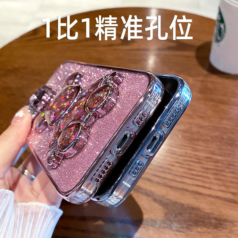 For iPhone14 mobile phone case Quicksand flash Violent Bear Apple 13Pro electroplated lens film tpu transparent soft Application Scenario
