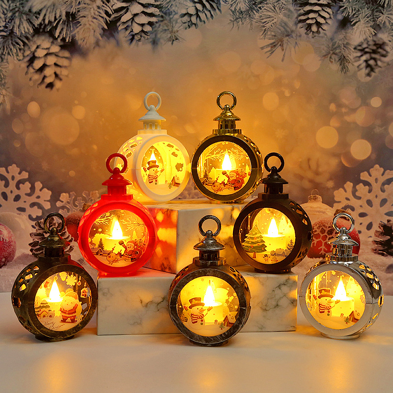 Christmas decorations Candle light Old Man Snowman vintage window display Restaurant bar dress up round light gift 869