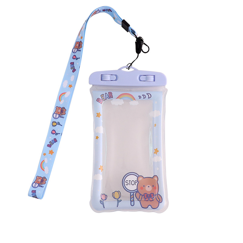 Luhao simple cartoon mobile phone waterproof bag airbag floating touch screen protective cover floating swimming mobile phone bag Item Picture